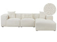 Left Hand Corner Sofa Off-White Boucle Upholstery 3 Seater Extra Scatter Cushions Modern Living Room Beliani