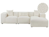 Left Hand Corner Sofa Off-White Boucle Upholstery 3 Seater Extra Scatter Cushions Modern Living Room Beliani
