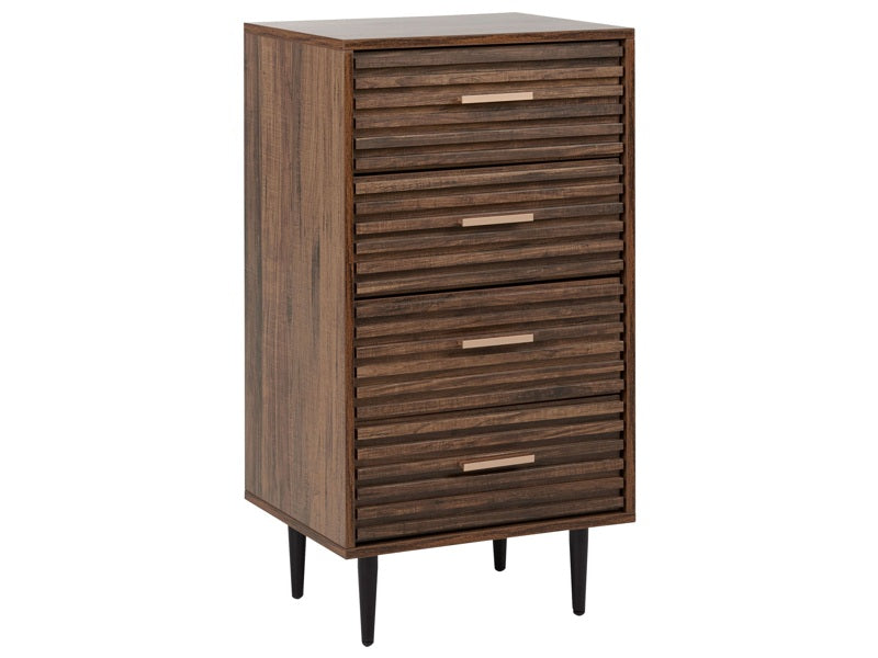 Chest of Drawers MDF Dark Wood 4 Drawers Iron Legs Modern Beliani