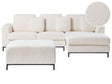 Corner Sofa White Boucle Upholstered with Ottoman L-shaped Left Hand Orientation Beliani