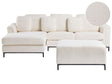 Corner Sofa White Boucle Upholstered with Ottoman L-shaped Right Hand Orientation Beliani