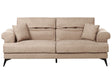 3 Seater Sofa Light Brown Fabric Upholstery with Adjustable Headrests Modern Style Living Room Furniture Beliani