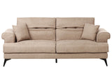 3 Seater Sofa Light Brown Fabric Upholstery with Adjustable Headrests Modern Style Living Room Furniture Beliani