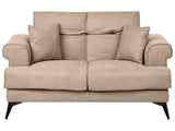 2 Seater Sofa Light Brown Fabric Upholstery with Adjustable Headrests Modern Style Living Room Furniture Beliani