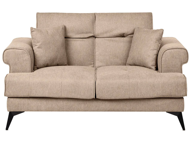 2 Seater Sofa Light Brown Fabric Upholstery with Adjustable Headrests Modern Style Living Room Furniture Beliani