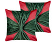 Set of 2 Scatter Cushions Red and Green Velvet Fabric Christmas Present Pattern 45 x 45 cm Decoration Accessory Beliani