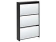 Shoe Storage Cabinet Black MDF Frame Mirror Fronts 3 Compartments Modern Design Hallway Beliani