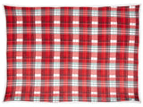Blanket Throw Red and White Flannel 150 x 200 cm Winter Fluffy Winter Seasonal Chequered Pattern Beliani