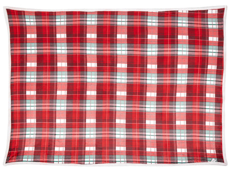 Blanket Throw Red and White Flannel 150 x 200 cm Winter Fluffy Winter Seasonal Chequered Pattern Beliani