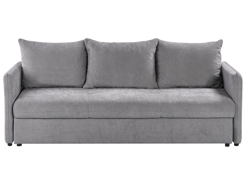 Sofa Bed Grey Fabric 3 Seater Upholstery Cushions Modern Beliani