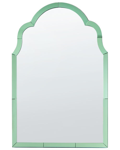 Wall Mirror Green Glass and MDF 60 x 89 cm  Art Deco Style Statement Hanging Mirror Beliani