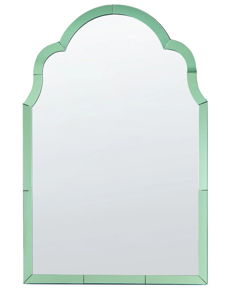 Wall Mirror Green Glass and MDF 60 x 89 cm  Art Deco Style Statement Hanging Mirror Beliani