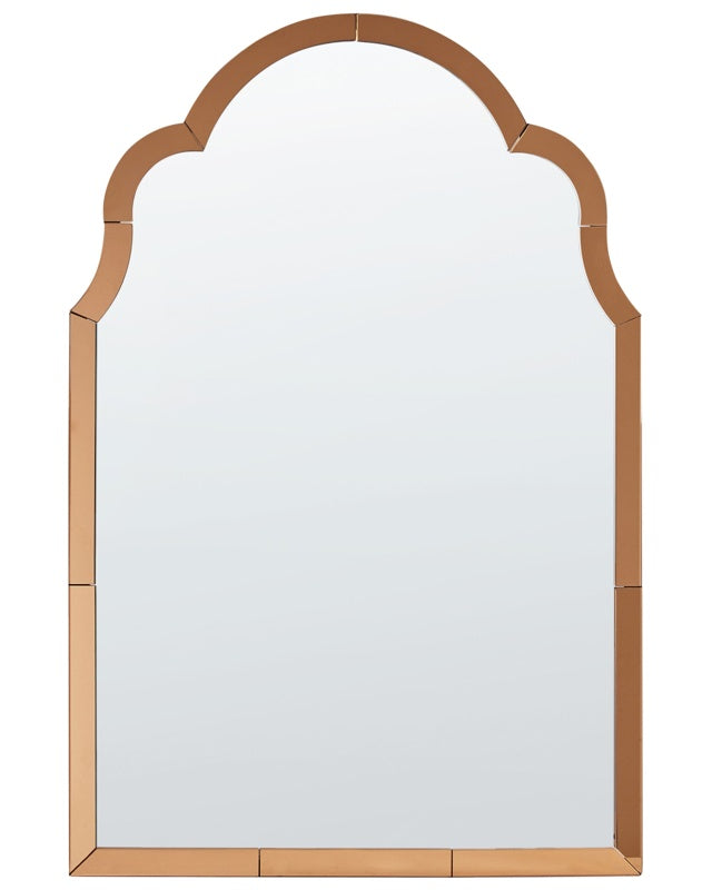 Wall Mirror Copper Glass and MDF 60 x 89 cm  Art Deco Style Statement Hanging Mirror Beliani