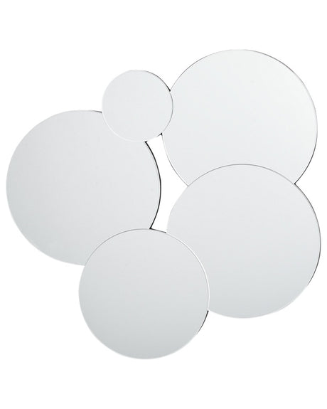 Wall Mirror Silver Glass and MDF 80 x 82 cm  Circles Design Frameless Beliani