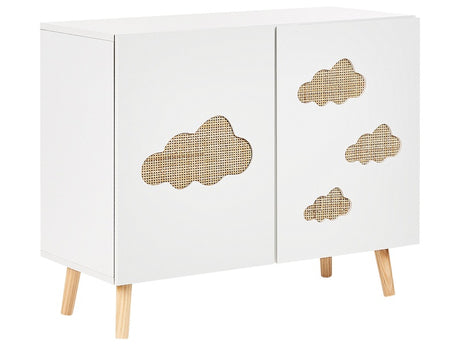 Sideboard White MDF Pine Wood Legs With Clouds Motif  Kids Room Storage Beliani