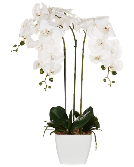 Artificial Potted Plant White and Green Synthetic Material 59 cm Orchidea Plant Decorative Indoor Accessory Beliani