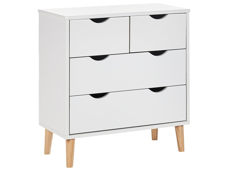 4 Drawer Chest White MDF Pine Wood Legs Kids Room Storage Beliani