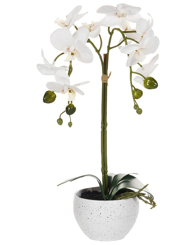 Artificial Potted Plant White and Green Synthetic Material 42 cm Orchidea Plant Decorative Indoor Accessory Beliani