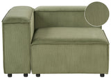 Right Hand Corner Section Green Cord 1-Seat Sofa Module Modern Single-Seat Black Legs Living Room Beliani