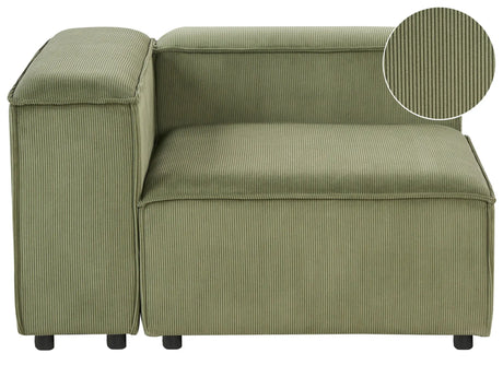 Right Hand Corner Section Green Cord 1-Seat Sofa Module Modern Single-Seat Black Legs Living Room Beliani