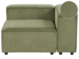 Left Hand Corner Section Green Cord 1-Seat Sofa Module Modern Single-Seat Black Legs Living Room Beliani