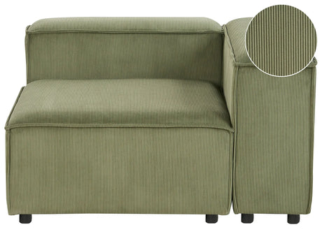 Left Hand Corner Section Green Cord 1-Seat Sofa Module Modern Single-Seat Black Legs Living Room Beliani