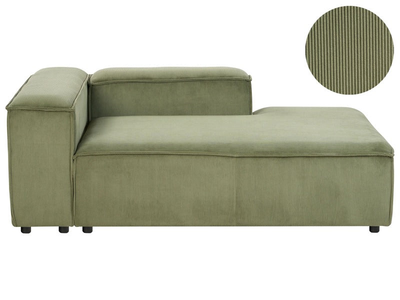 Chaise Lounge Green Cord Upholstery Synthetic Legs Left Hand Modern Living Room Beliani