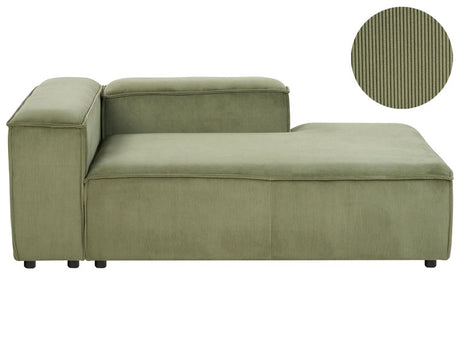 Chaise Lounge Green Cord Upholstery Synthetic Legs Left Hand Modern Living Room Beliani