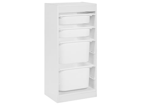 Shelf with 4 Boxes Drawers White Particle Board Plastic Unique Kids Room Beliani