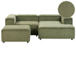 Modular Left Hand Sofa Green Cord 3 Seater Sectional Corner Sofa with Ottoman Black Legs Modern Living Room Beliani