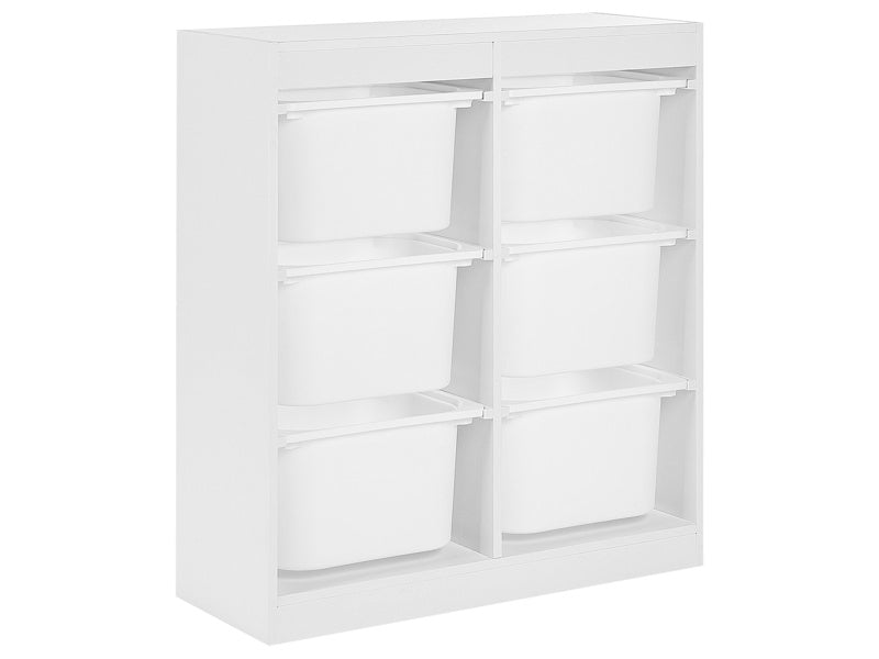 Shelf with 6 Boxes Drawers White Particle Board Plastic Unique Kids Room Beliani