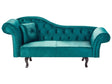 Chaise Lounge Emerald Green Velvet Button Tufted Upholstery Left Hand with Cushion Retro Traditional Style Easy Clean Pet Friendly Beliani