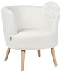 Armchair White Upholstered Boucle Tub Chair Retro Style Beliani