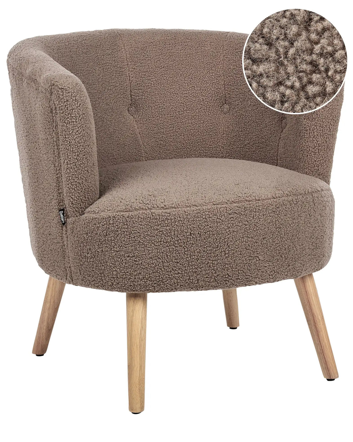 Armchair Brown Upholstered Boucle Tub Chair Retro Style Beliani