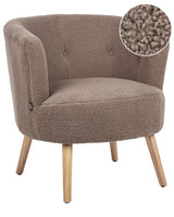 Armchair Brown Upholstered Boucle Tub Chair Retro Style Beliani