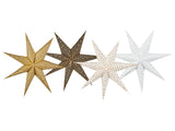 LED Hanging Decoration Multucolour Paper Set of 4 Stars Seasonal Home Wall Dcor with Lights Handmade Beliani