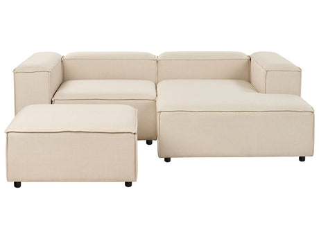 Modular Left Hand Sofa Beige Polyester 2 Seater Sectional Corner Sofa with Ottoman Black Legs Modern Living Room Beliani