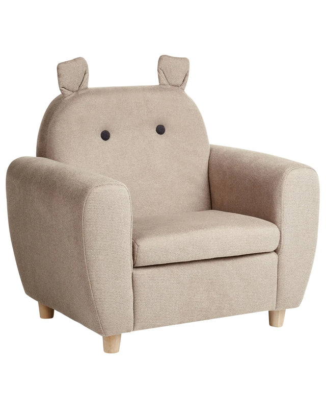 Chair Taupe Fabric Upholstery with Armrests for Children Modern Design Beliani