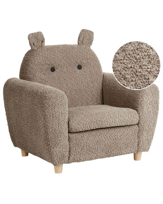 Chair Brown Boucle Upholstery with Armrests for Children Modern Design Beliani