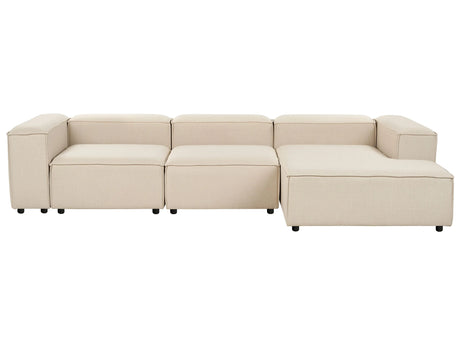Modular Left Hand Sofa Beige Polyester 4 Seater Sectional Corner Sofa with Black Legs Modern Living Room Beliani