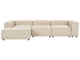 Modular Right Hand Sofa Beige Polyester 4 Seater Sectional Corner Sofa with Black Legs Modern Living Room Beliani