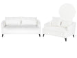 2 + 3 Seater Sofa Set White Boucle Wooden Frame Living Room Beliani