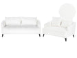 2 + 3 Seater Sofa Set White Boucle Wooden Frame Living Room Beliani