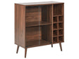 Sideboard Dark Engineered Wood with Glass Fronts 2 Door Shelves Wine Rack Glass Holder Traditional Style Sideboard Hallway Beliani