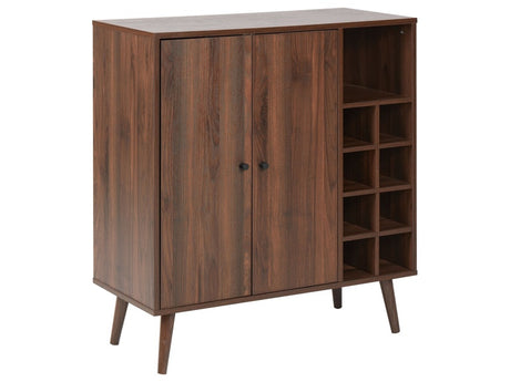 Sideboard Dark Engineered Wood with 2 Door Shelf Wine Rack Traditional Style Sideboard Hallway Beliani