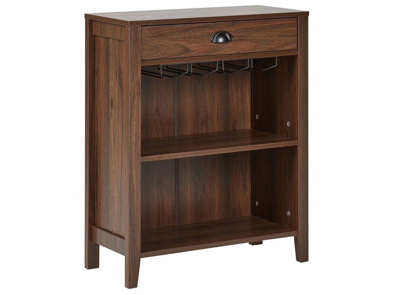 Sideboard Dark Wood Particle Board Traditional Elegant 1 Drawer 2 Shelves Living Room Storage Beliani