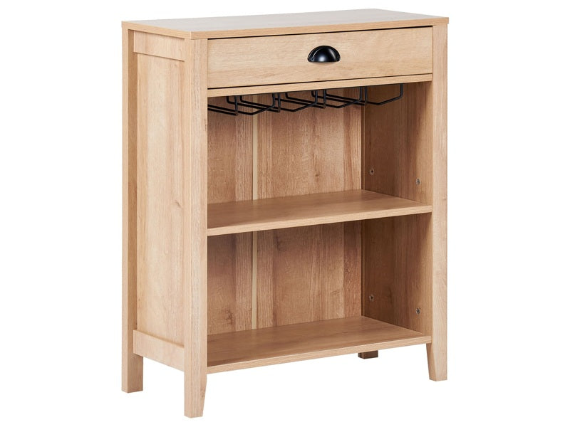 Sideboard Light Wood Particle Board Traditional Elegant 1 Drawer 2 Shelves Living Room Storage Beliani