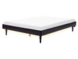 Bed Black Rubber Wood EU King Size 5ft3 without Headboard with LED Light Slatted Base Minimalistic Rustic Style Beliani