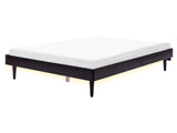 Bed General Black EU King Size 5ft3 without Headboard with LED Light Slatted Base Minimalistic Rustic Style Beliani