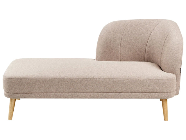 Right Hand Chaise Lounge Light Brown Polyester Fabric Traditional Living Room Furniture Beliani
